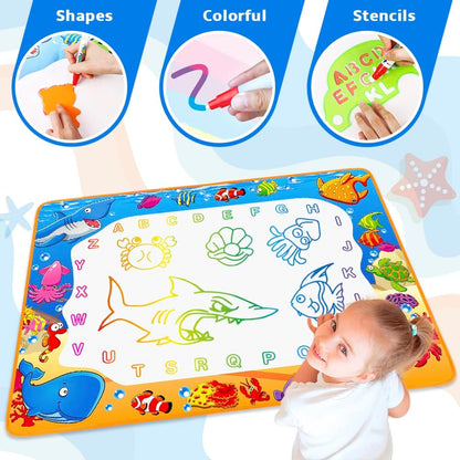 Water Doodle Mat - Kids Painting Writing Doodle Toy Board - Color Doodle Drawing Mat Bring Magic Pens Educational Toys for Age 3 4 5 6 7 8 9 10 11 12 Year Old Girls Boys Age Toddler Gift (Pink)