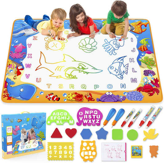 Water Doodle Mat - Kids Painting Writing Doodle Toy Board - Color Doodle Drawing Mat Bring Magic Pens Educational Toys for Age 3 4 5 6 7 8 9 10 11 12 Year Old Girls Boys Age Toddler Gift (Pink)